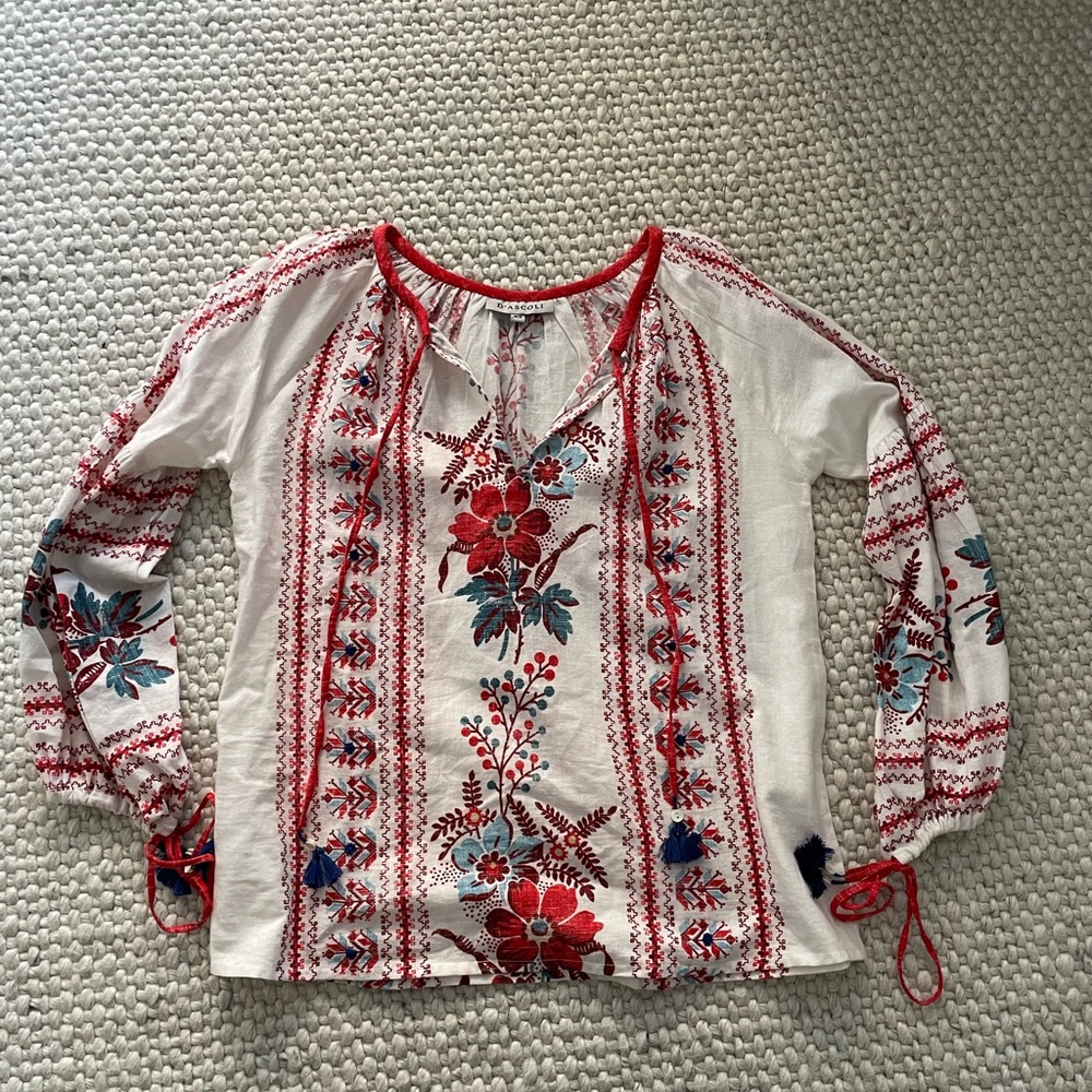 D’ascoli Olga tasseled floral-print blouse